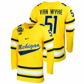 Michigan Wolverines Garrett Van Wyhe #51 Maize 2022 Frozen Four NCAA Hockey Jersey