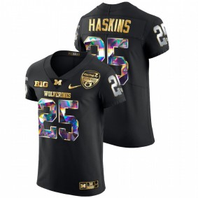 Hassan Haskins Michigan Wolverines 2021 Orange Bowl Black Golden Diamond Edition #25 Jersey