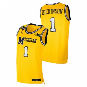 Men Michigan Wolverines 2021 #1 Yellow Hunter Dickinson Limited BLM Social Justice Jersey