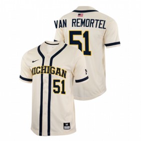 Jack Van Remortel Michigan Wolverines #51 College Baseball Men White Jersey Full-Button