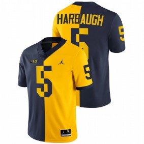 Jim Harbaugh Michigan Wolverines Navy Maize Split Edition National award winner #5 Jersey