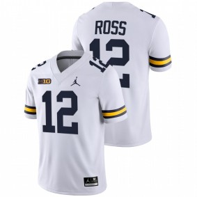 Men Michigan Wolverines Josh Ross #12 White College Football Game Jersey