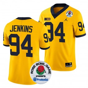 Men's Kris Jenkins Michigan Wolverines 2024 Rose Bowl Maize #94 College Football Playoff Jersey