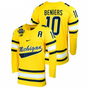 Michigan Wolverines Matty Beniers #10 Maize 2022 Frozen Four NCAA Hockey Jersey