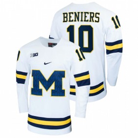 Michigan Wolverines Matty Beniers #10 White Replica Hockey Jersey Men