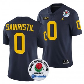 Michigan Wolverines Mike Sainristil 2024 Rose Bowl #0 Navy College Football Playoff Jersey Men's