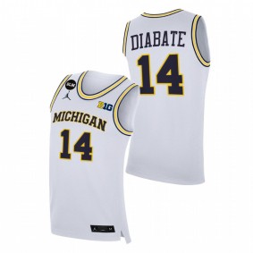 Moussa Diabate #14 White Michigan Wolverines 2022-23 College Basketball Jersey