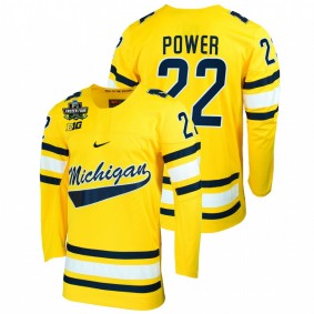 Michigan Wolverines Owen Power #22 Maize 2022 Frozen Four NCAA Hockey Jersey