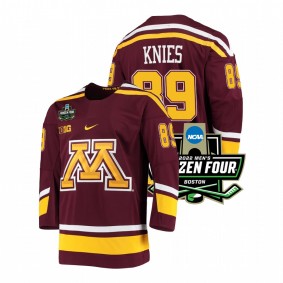 Minnesota Golden Gophers Matthew Knies #89 Maroon 2022 Frozen Four Road Jersey