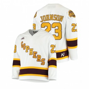 Men Minnesota Golden Gophers Ryan Johnson #23 White 100th Season College Hockey Jersey