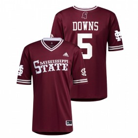 Mississippi State Bulldogs #5 Aaron Downs College Baseball Maroon Jersey Men