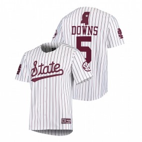 Aaron Downs Mississippi State Bulldogs #5 College Baseball Men White Jersey