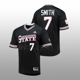 Mississippi State Bulldogs #7 Brandon Smith College Baseball Black Jersey Replica V-Neck Men