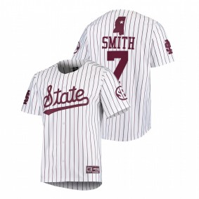 Brandon Smith Mississippi State Bulldogs #7 College Baseball Men White Jersey