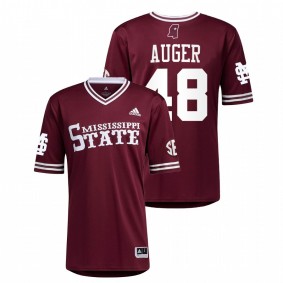 Mississippi State Bulldogs #48 Brooks Auger College Baseball Maroon Jersey Men