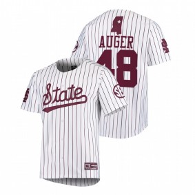 Brooks Auger Mississippi State Bulldogs #48 College Baseball Men White Jersey