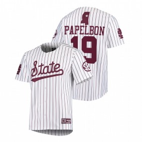 Jonathan Papelbon Mississippi State Bulldogs #19 College Baseball Men White Jersey Alumni