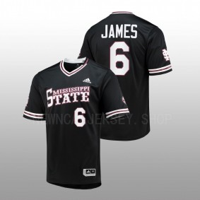 Mississippi State Bulldogs #6 Kamren James College Baseball Black Jersey Replica V-Neck Men