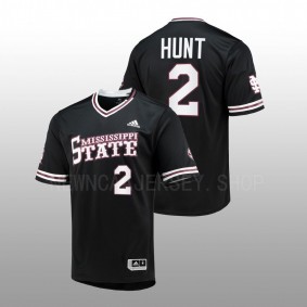 Mississippi State Bulldogs #2 KC Hunt College Baseball Black Jersey Replica V-Neck Men