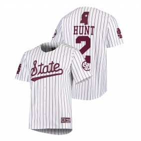 KC Hunt Mississippi State Bulldogs #2 College Baseball Men White Jersey