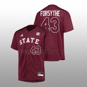 College Baseball Lane Forsythe Mississippi State Bulldogs #43 Men Maroon Jersey Button-Up