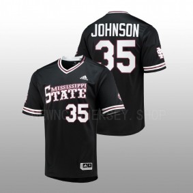 Mississippi State Bulldogs #35 Preston Johnson College Baseball Black Jersey Replica V-Neck Men