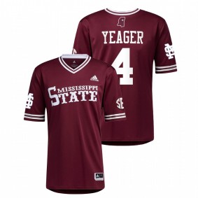 Mississippi State Bulldogs #4 RJ Yeager College Baseball Maroon Jersey Men