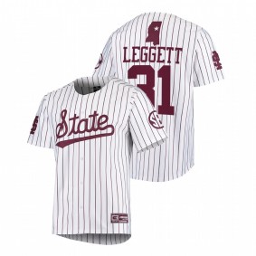 Tanner Leggett Mississippi State Bulldogs #31 College Baseball Men White Jersey