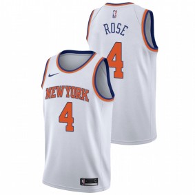 Men New York Knicks 2020-21 #4 White Derrick Rose Association Edition Jersey