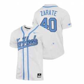 North Carolina Tar Heels #40 Angel Zarate College Baseball White Jersey Replica Men