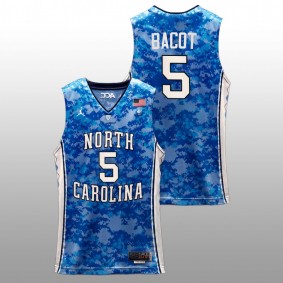 Armando Bacot #5 Blue North Carolina Tar Heels 2022 Basketball Carrier Classic Veterans Day Jersey