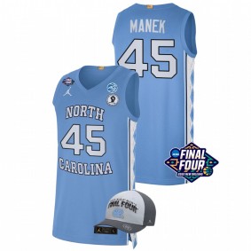 Brady Manek #45 Blue North Carolina Tar Heels Free Hat 2022 March Madness Final Four Jersey