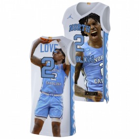 Caleb Love #2 White North Carolina Tar Heels Fashion Edition 2022 March Madness Highlights Jersey