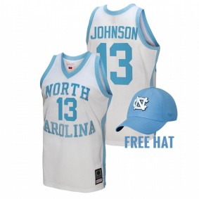 North Carolina Tar Heels Cameron Johnson White Hardwood Classics Alumni Men Jersey