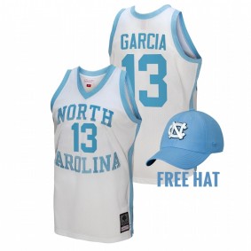 North Carolina Tar Heels Dawson Garcia 2022 White Hardwood Classics Basketball Men Jersey