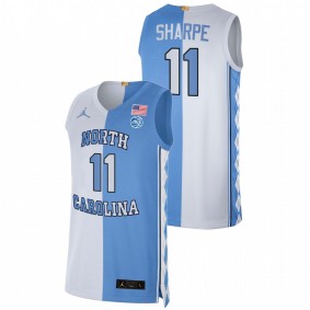 Day'Ron Sharpe North Carolina Tar Heels 2021 Blue White Split Edition Special Jersey