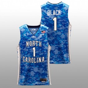 Leaky Black #1 Blue North Carolina Tar Heels 2022 Basketball Carrier Classic Veterans Day Jersey