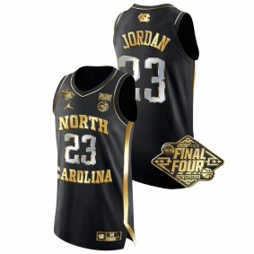 Michael Jordan #23 Black North Carolina Tar Heels Golden Edition 2022 March Madness Final Four Jersey