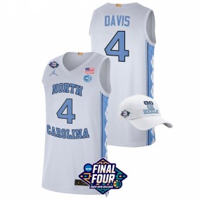 North Carolina Tar Heels R.J. Davis White 2022 March Madness Final Four Basketball Men Jersey