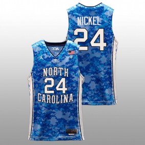 Tyler Nickel #24 Blue North Carolina Tar Heels 2022 Basketball Carrier Classic Veterans Day Jersey