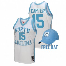 North Carolina Tar Heels Vince Carter White Hardwood Classics Alumni Men Jersey