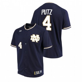 Notre Dame Fighting Irish #4 Carter Putz College Baseball Navy Jersey Men