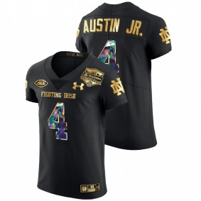 Kevin Austin Jr. Notre Dame Fighting Irish 2022 Fiesta Bowl Black Golden Diamond Edition #4 Jersey