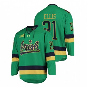 Notre Dame Fighting Irish Max Ellis #21 Green College Hockey Jersey