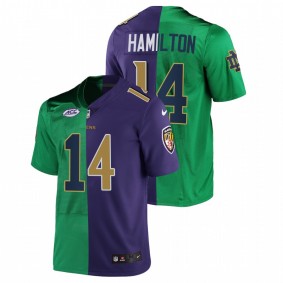 Kyle Hamilton Notre Dame X Baltimore Ravens 2022 NFL Draft Green Purple Dual Teams Split Men Jersey