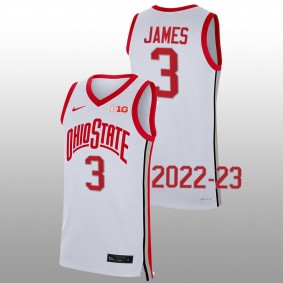 Bronny James #3 White Ohio State Buckeyes 2022-23 College Basketball Jersey