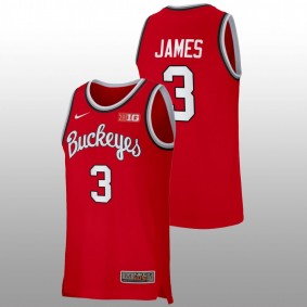 Bronny James #3 Red Ohio State Buckeyes 2022-23 Retro Basketball Jersey