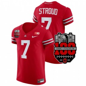 C.J. Stroud #7 Scarlet Ohio State Buckeyes 1922-2022 Elite Football 100th Year Stadium Anniversary Jersey