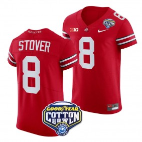 Men's Cade Stover Ohio State Buckeyes 2023 Cotton Bowl Scarlet #8 College Football Playoff Jersey