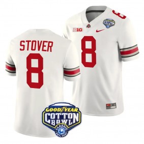 Ohio State Buckeyes Cade Stover 2023 Cotton Bowl #8 White College Football Playoff Jersey Men's